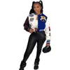 Women Letter Print Double Threaded Baseball Jacket Girls Varsity Coat Desinger Croped Patchwork Button Letterman Coats 520