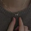 قلادة قلادة 925 Sterling Sier Double Layer Butterfly Necklace for Women ins ins small zircon zircon chair chain chain actfp actfp