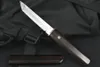 M6681 Survival Straight Knife D2 Tanto Point Satin Blade Ebony with Steel Head Handle Fixed Blade Tactical Knives including Wood Sheath