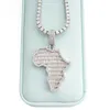 Coole heren ketting 925 sterling zilver verguld bling moissanite diamanten kaart van Afrika hanger met 24 inch touw ketting sieraden leuk cadeau