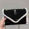 Suede Envelope Bag Chains Crossbody Bag Shoulder Handbag Purse Flap Quilting Messager Wallet Wool Leather Edging Women Plain