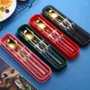 Dinnerware Sets 304 Stainless Steel Spoon Chopsticks Set Portable Two Korean Student Tableware Gift Cutlery