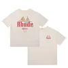 Rhude Mens T 셔츠 디자이너 남성 여성 셔츠 패션 Tshirt 편지 캐주얼 여름 짧은 슬리브 티 여성 의류