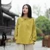 Ethnic Clothing 3Colors Chinese Style Retro Cheongsam Tops Women Zen Qipao Shirts Tai Chi Casual Blouse Hanfu Robe Oriental