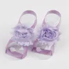 First Walkers 22 Stye Solido Chiffon Fiore Fascia con Sandali a piedi nudi Scarpe di piume morbide Neonate Regalo Neonati Bambini piccoli Bambini