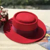Feanie/crânio Caps % Top -chapéu de lã feminina elegante fita grande variação da Europa Festa de estilo de festa plana Gorro Gorro outono Fedora T221013