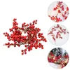 Kwiaty dekoracyjne 1 Set LED Symulowany czerwono jagoda rattan domowe dekorenty sznurka z drutu miedzianego