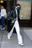 Kendal Jenner Dresses Gigi Fur Long Pea Coat topcoat Feather Jacket Black overcoat Wool Collar Windbreaker Blazer Trench coat Button V-Neck Women Kim