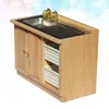 Decorative Flowers 1PC Wooden Pocket Funiture Washbasin Stand Miniature Kitchen Sink Epitome For Mini Rooms