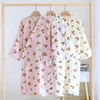 Women's Sleepwear Kimono Bathrobe Women Cotton Casual Sap Robe Gown Baggy Print Home Clothes With Pocket Loose Nightwear Loungewear