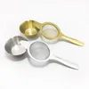 Stainless Steel Tea Strainer Filter Fine Mesh Infuser Coffee Cocktail Food Reusable Gold Silver Color T1014