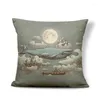 Oreiller Ocean Covers Voilier S Animal Art Moderne El Houseware Throw Case Baleine 43X43Cm Toile De Jute Designer