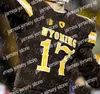 كلية كرة القدم الأمريكية ارتداء الرجال NCAA Wyoming Cowboy 17 Josh Allen College Football Jerseys Stitcehd Brown White Size S-3XL