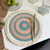 Masa Paspasları 4pcs Bohemian Dokuma Pamuk Placemat Kumaş Saçak Isı Yalıtım Pedi Anti-Scald Pot Ev Dekoratif Mat