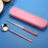 Dinnerware Sets 304 Stainless Steel Spoon Chopsticks Set Portable Two Korean Student Tableware Gift Cutlery