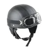 Kaski motocyklowe Retro skórzany kask motocyklowy Kasek Krupy Krążowiskowe Half Motor Rower Scooter Cape Baseball Cap