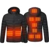 Herren 9 Bereiche beheizte Jacke USB Winter Outdoor elektrische Heizjacken warm Sprots Thermomantel Kleidung beheizbare Baumwolljacke