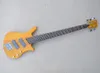 5-saitige hellgelbe E-Bassgitarre mit schrägen Bünden aus Palisandergriffbrett