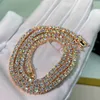 Neue Mode 4mm 16-24 zoll 925 Sterling Silber Bling Moissanit Diamant Tennis Kette Halskette Für Frauen/männer