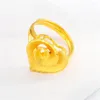 Bagues de cluster 24 carats remplis d'or jaune pour femmes Rose fleur doigt réglable Anillo Bague Femme Bijoux de mariage Accessoires Cadeaux de fête