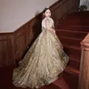 Gold Crystal Flower Girls Dress Pageant Dresses Ball Gown Beaded luxury Toddler Infant Clothes Little Kids Birthday Gowns 20226679935