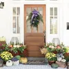 Dekorativa blommor Autumn Harvest-Festival Lavender Wreath Door Hanging Autumn/Winter Season Decoration Rattan Metal Hoop Decor