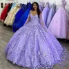 Монетный цвет сиреневый лавандовый бабочка платья Quinceanera с накидным кружевным аппликацией выпускной пропускной