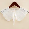 Bow Ties Linbaiway Floral Embroidery Hollow Fake Collar For Women White Detachable Collars Lapel False Female Clothes Accessory