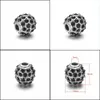 Other See Pic Stainless Steel Round Bead Black Zircon M Spacer Beads Metal Charms Accessories Diy Bracelet Jewelry Makingsee Picsee D Dhliv