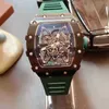 Luxury Mens Mechanics titta på Richa Mechanical Water Ghost Hollow Out Waterproof Luminous Student Womens vin hinkälskare