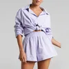 Pantalons de deux pièces pour femmes Femmes Survêtement 2022 Chemise Shorts Deux pièces Ensemble Coton Mode Vêtements Tenues Femmes Blouses Costume d'été pour femmes Survêtements T221012