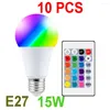 LED Bulb Lights 15W RGBW Light Lampada Changeable Colorful Lamp With IR Remote Control