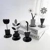 Home Decor CuteLife Nordic Black Flower Acrylic Po Holder Clip Dorm Bedroom Decoration Postcards Table Shelf Display Stand