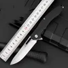 R1021 Flipper Folding Knife D2 Satin Blade G10 with Stainless Steel Sheet Handle Ball Bearing Fast Open Folder Knives