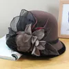 Czapki czapki/czaszki czapki fedora elegancka elegancka vintage wełna poczuła lęki kapelusz jesienny zima kopuła kościelna jazzowa czapka z kwiatową meloniką t221013