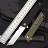 R1023 Flipper Folding Knife D2 Satin Tanto Point Blade G10 Handle Ball Bearing Fast Open EDC Folder Knives Outdoor Tools