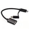 Cabos de telefone celular móvel 10 pçs/lote 2 em 1 adaptador OTG USB fêmea para Micro USB Tipo C Sincronização de dados para Hua-wei Mac-Book U Disk