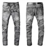 Jeans pour hommes gris pour homme Designer Skinny Fit Rip Skull Slim Biker Mens Denim Détresse Culte Rappeur Street Hip Hop Curvy Longue Jambe Droite Stretch