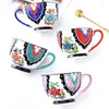 Tasses à café et tasses en céramique, grande capacité, fleur peinte à la main, bureau domestique, tasse d'eau potable créative en porcelaine