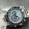 2022 Mens Watch Master Design Sports Automatic Movement Gold Stainless Steel Strap Waterproof Ice Blue Luminous With box