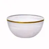Bowls Round Gold Inlay Edge Glass Salad Bowl Fruit Rice Serving Plate Storage Container Lunch Bento Box Decor Tableware