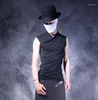 Gilets pour hommes Mâle Style Chinois Gilet Hommes Vintage All-Match Élastique Slim Chemise De Base Col V Hommes Été Rétro Noir Personnalisé