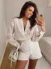 Women's Two Piece Pants Vacation Boho Cutwork Embroidery Two Piece Set Women Clothing 2022 Blouse Top And High Waist Shorts Sets Womens Outfits Co Ord T221012