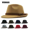 Beanie/Skull Caps Cashmere Woolen Short Brim Fedora Hat Women Felt Cowboy Hats Fascinator Luxury Ladies Cap British Retro Fashion Casual Jazz Hat T221013