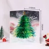 Greeting Cards 3D Shining Bling Christmas Tree Up Handmade Merry Xmas With Envelope Presents Paper Card Gift