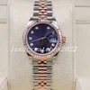 Lady Watch Women's 31mm Rose Gold Two Tone Green Purple Dial Diamond Time Scale Ladies Jubilee Mechanical 904l Rostfritt stål Kvinnor Watches