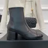 2022 New Ankle Boots Short Boots Women 'S Boots Sheep Leather Versatile Square Heel 5Cm Round Toes Thick Heel Back Zipper Fashion