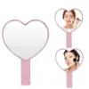 Miroir de maquillage de poche forme de coeur Kawaii vanité avec poignée main mignon miroir cosmétique irrégulier Compact BBB16315