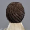 Beanieskull Caps Kış Kadın Mink Kürk Şapkalar Doğal Gerçek Örgü Kapak Şık Kabarık Bayanlar Gerçek Beanie Kadın Siyah Kapaklar 221013