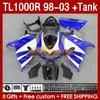 Fairings Tank for Suzuki Srad TL-1000 TL 1000 R 1000R 98-03 Bodywork 162no.28 TL1000 R TL1000R 98 99 00 01 02 03 TL-1000R 1998 1999 2000 2001 2002 2003 Fairing Blue Factory Factory